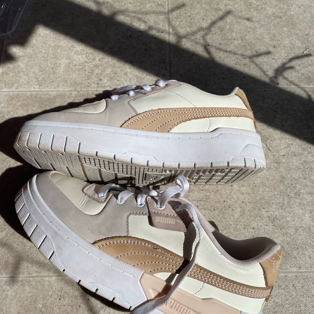 Puma Cream and White Sneakers with Chunky Design